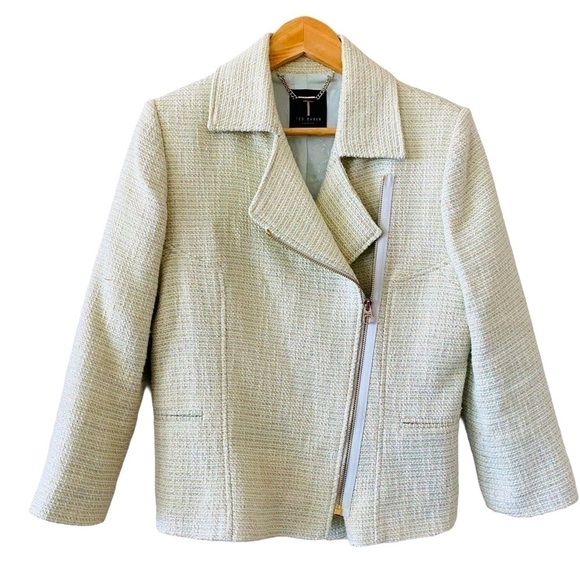 TED BAKER LONDON Mint/Cream/Gold Boucle Jacket - Picture 6 of 12